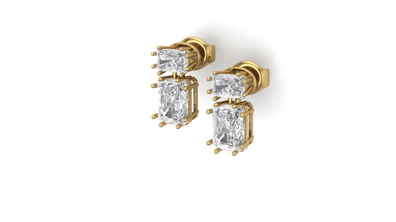 14K Solid White Gold Diamond Cluster Stud Earrings 1.15 Ctw