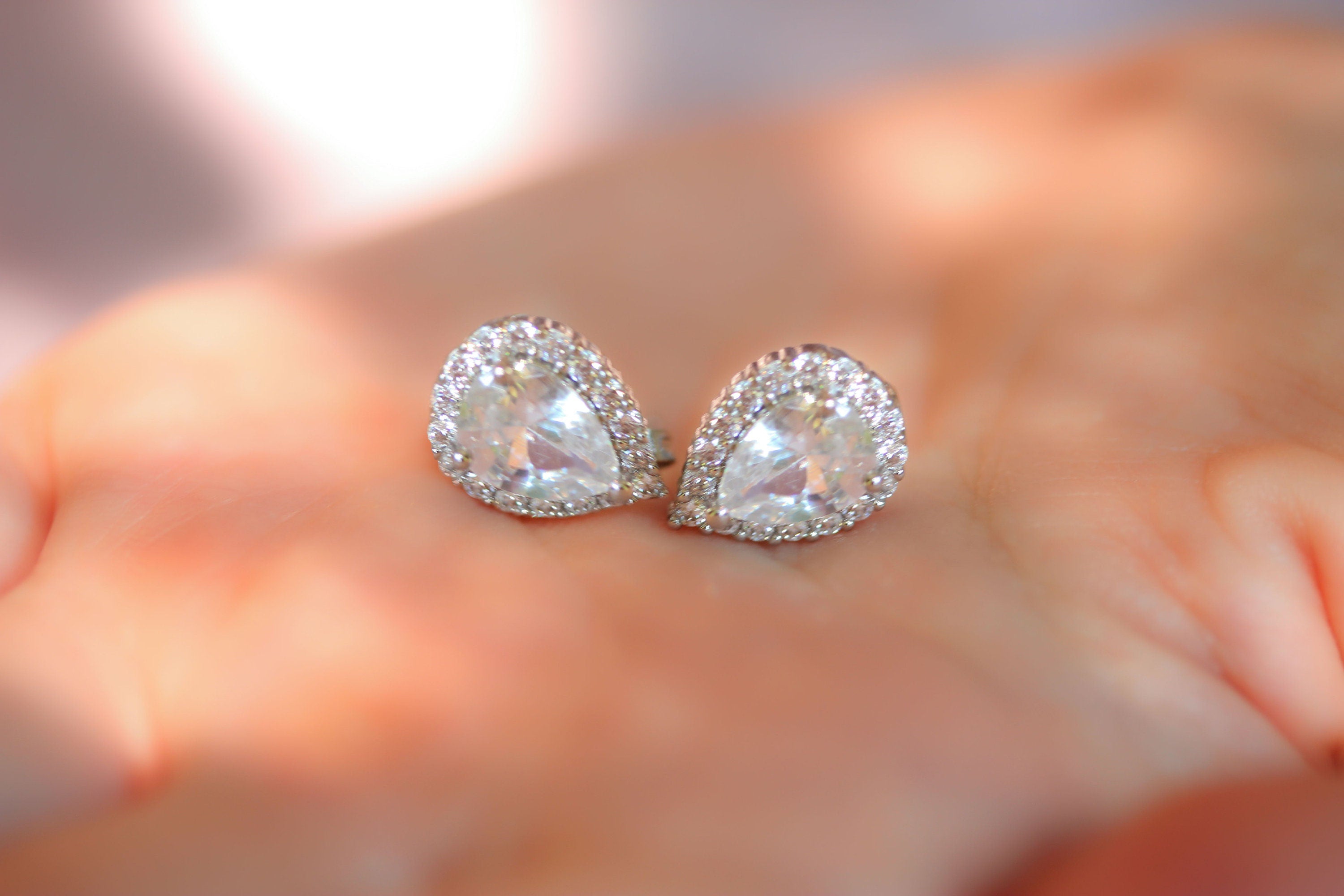 Drops: Pear Shaped Diamond Stud Earrings